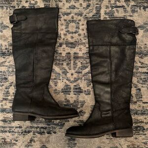 BP Nordstrom Vintage Leather Suede Thigh High Black Boots• 8.5